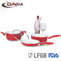 4pcs Aluminum Ceramic forged cookware red color cookware set